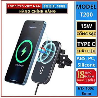 Giá đỡ Choetech T200-F kiêm đế sạc không dây Mag-safe 15w (Hàng chính hãng)