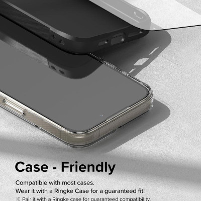 Combo 2 Miếng Dán cường lực kèm khung dán iPhone 15 Pro Max RINGKE Easy Slide Tempered Glass_ Hàng chính hãng