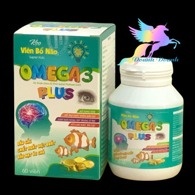 ￼Kẹo viên bổ não OMEGA 3 Plus, hộp 60 viên ,Bổ sung DHA hỗ trợ phát triển não bộ, giúp tăng khả năng tập trung của trẻ