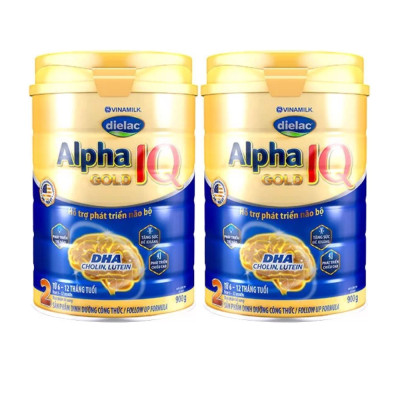 COMBO 2 HỘP SỮA BỘT DIELAC ALPHA GOLD IQ 2 900G (CHO TRẺ TỪ 6 - 12 THÁNG TUỔI)