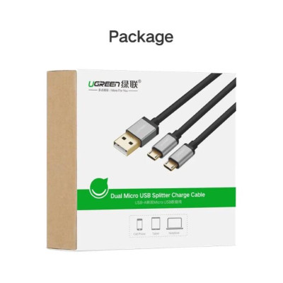 Ugreen UG30573US196TK 1.5m màu xanh Cáp dữ liệu USB 2trong1 micro + Type-C truyền dữ liệu từ máy tính ra điện thoại - HÀNG CHÍNH HÃNG