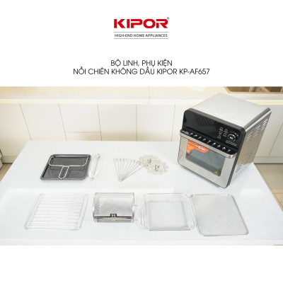 Nồi chiên không dầu KIPOR KP-AF657 - 15L - Lò nướng điển tử công nghệ RAPID AIR nhiệt tối đa 230 độ lòng nồi inox 304- Hàng chính hãng