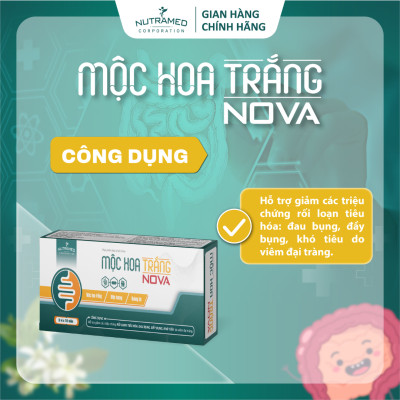 Viên uống Mộc Hoa Trắng No.va hỗ trợ cải thiện sức khỏe đường ruột, viêm đại tràng (30 viên) - Nutramed