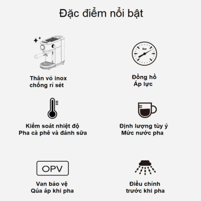 Máy pha cà phê bán tự động Espresso, Cappuccino, Latte thương hiệu Mỹ cao cấp HiBREW H10B - Hàng Nhập Khẩu