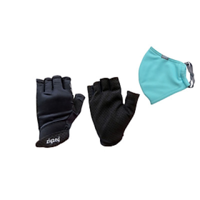 Combo găng tay thể thao Đen + khẩu trang 3 lớp chống nắng UPF50+ Zigzag