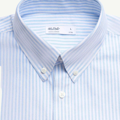 Áo sơ mi sọc ngắn tay vải oxford . Form Fitted - RT 10S25SHS001 | ROUTINE CÀ MAU