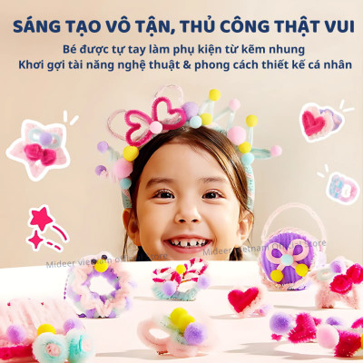 Kẽm nhung làm hoa, kẹp tóc handmade Mideer Chenille Stem Craft Collection