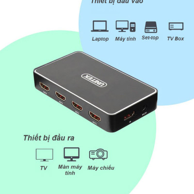 Unitek V109A - Bộ Chia HDMI 1 ra 4 Độ Phân Giải 4K HD Hỗ Trợ 3D Khoảng Cách Truyền Lên Tới 30m Kèm Nguồn AnZ - Hàng Chính Hãng