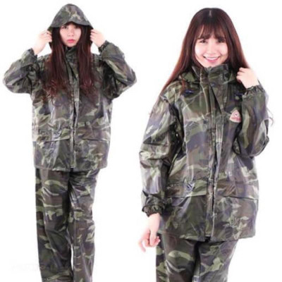 Áo mưa bộ vải dù cho người lớn 3XL  ( 65 - 80kg ) , màu lính rằn ri , chống thấm nước , phù hợp cho nam và nữ , kèm túi đựng sang trọng
