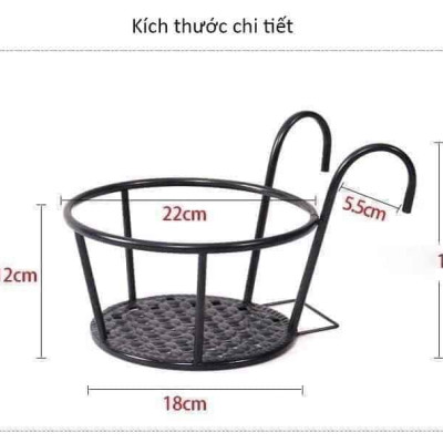 set 3 kệ để hoa ban công có móc treo bằng sắt - mầu đen 