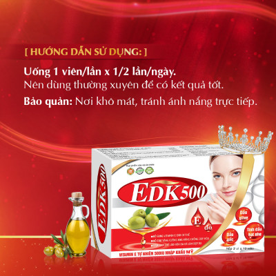 Viên Uống Vitamin E EDK500 Dân Khang Chống Oxy Hóa Dưỡng Da Sáng Khỏe Hộp 30 Viên