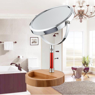 Gương trang điểm để bàn đế gỗ Red Roman, Crom, phóng đại zoom x3, 2 mặt xoay siêu nét Minh House