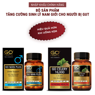 Bộ Sản Phẩm Tăng Cường Sinh Lực, Sinh Lý Nam Cho Người Bị Gout: Viên Gout Go Celery 16000mg 30 Viên, Viên Tăng Cường Sinh Lý Nam Go Man Plus 30 Viên
