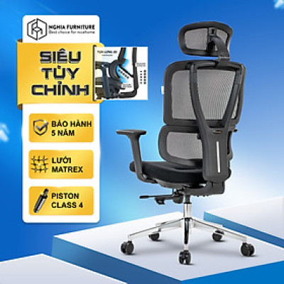 Ghế công thái học Nghia furniture LUMBAR - Ghế xoay văn phòng làm việc nhiều tính năng khủng