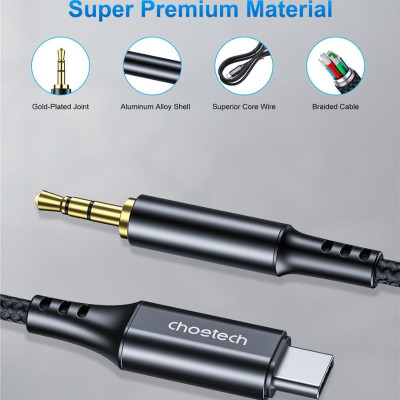 Cáp chuyển đổi Choetech AUX006 từ Type C sang Audio 3.5mm  (Hàng chính hãng)