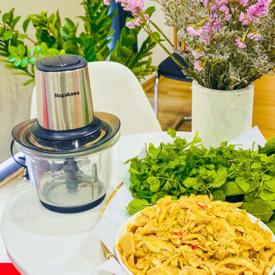 Máy xay thịt 2 lưỡi dao kép cối thủy tinh Nagakawa NAG0812 (400W - 1.5 Lít) - Hàng Chính Hãng