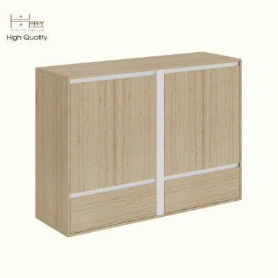 HAPPY FURNITURE , Tủ lưu trữ 4 cửa mở 2 ngăn kéo  , TCM_262 , 140cm x 45cm x 100cm DxRxC