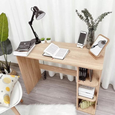 Bàn Làm Việc Bàn Học Sinh Kèm Kệ Sách 3 Tầng Đa Năng Bằng Gỗ Công Nghiệp MDF