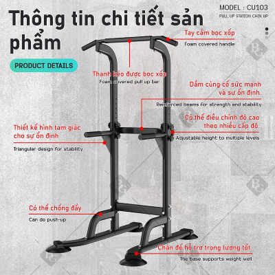 BG Bộ xà đơn, xà kép đa năng cao cấp đa năng Gym, lượng Kéo lên tại nhà dụng cụ tập thể dục phòng gym (hàng nhập khẩu)