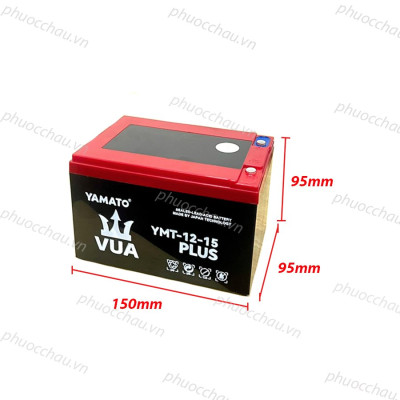 Ắc Quy Xe Đạp Điện YAMATO YMT-12-15 12V-15AH, acquy dùng cho Loa Kéo, Năng Lượng Mặt Trời