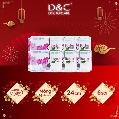 Combo 6 Băng vệ sinh thảo dược Doctor Care, BVS ban ngày 24cm siêu khô thoáng cả ngày dài