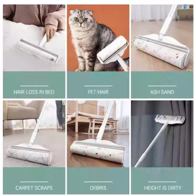 Combo Cây Lăn Bụi 24cm Cán Dài 1 Lõi Lăn Bụi Quần áo, Chăn Ga, Lông Chó Mèo