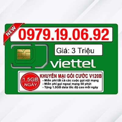 Sim Viettel số đẹp - Hàng chính hãng - 0979.19.06.92
