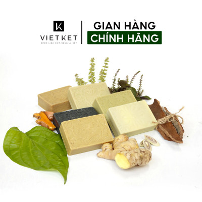 Cục Xà Bông Thảo Dược Trầu Không VIETKET 100g - Làm Sạch, Giảm Mụn Lưng, Sáng Da, Duy Trì Độ Ẩm, Hương Thơm Thảo Dược