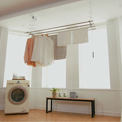 Giàn phơi quần áo treo trần Wellex Hàn Quốc RG4180-O đủ phụ kiện (4 kẹp)