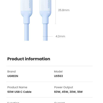 Ugreen UG15281US563TK 60W 2M hỗ trợ QC4.0 3A Cáp sạc nhanh - truyền dữ liệu 2 đầu USB-C c-c dây nhựa Màu Xanh - HÀNG CHÍNH HÃNG