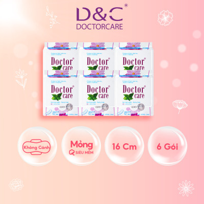 Combo 6 Băng vệ sinh hàng ngày  thảo dược Doctor Care 16 cm siêu khô thoáng cả ngày dài