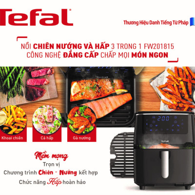 Combo Nồi chiên nướng và hấp 3 trong 1 Easy Fry & Steam FW201815 & Chảo chiên sâu lòng Tefal Natura B2266595 26cm - Hàng chính hãng