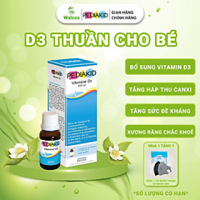 Vitamin D3 Thuần Cho Trẻ Sơ Sinh Pediakid Vitamin D3 Giúp Bé Ngủ Ngon, Giảm Quấy Khóc Đêm, Tăng Hấp Thu Canxi ( 20ml)
