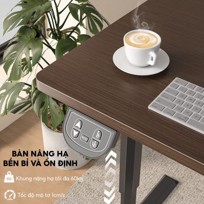 Bàn nâng hạ chiều cao thông minh iCockpit 1460 1675, tặng móc treo tai nghe, giá để ly nước.