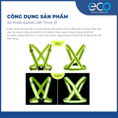 Áo phản quang xanh lá đi phượt loại tốt có khoá cài, dây đai thun độ phát sáng ban đêm tốt