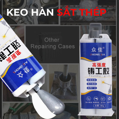 Keo hàn sắt thép kim loại KG742 chịu nhiệt chịu va chạm tác động mạnh, hàn gắn sữa chữa mọi vết nứt vỡ siêu bền, chống thấm 85g
