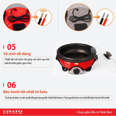 Nồi Lẩu Điện Đa Năng SATO 35NL31 (3.5 lít) - Hàng Chính Hãng