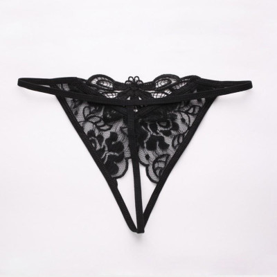 Quần lót ren nữ bông hoa cúc - Đen