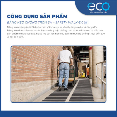 Băng keo chống trơn trượt 3M Safety walk 610 (màu đen) kích thước 1,3,6,9 mét và nguyên cuộc 18 mét