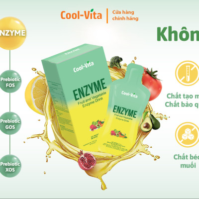 Combo 4 Hộp Nước Uống Bổ Sung Enzyme Chiết Xuất Từ Trái Cây và Rau Củ Hỗ Trợ Tiêu Hoá, Thanh Lọc Cơ Thể Coolvita - Hộp 7 Túi