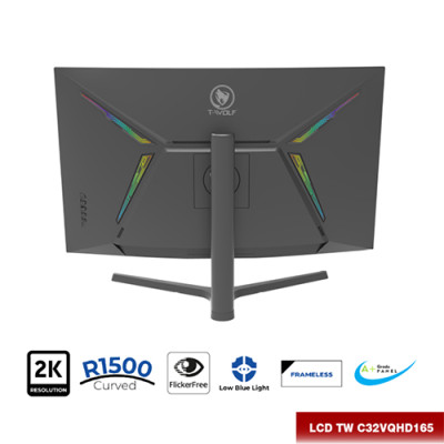 Màn hình LCD T-WOLF TW-C32VQHD165 -2K (32"/VA/2560*1440/165Hz/1ms/ HDMI-DP-SPK/HDMI Cable/Adaptor 12V-5.0A ) – Hàng Chính Hãng