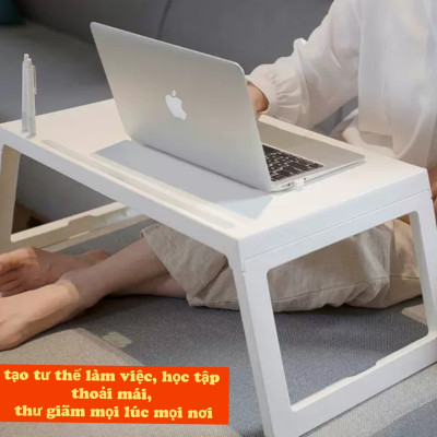Bàn học laptop gấp gọn làm bằng nhựa cao cấp dùng cho sinh viên học sinh