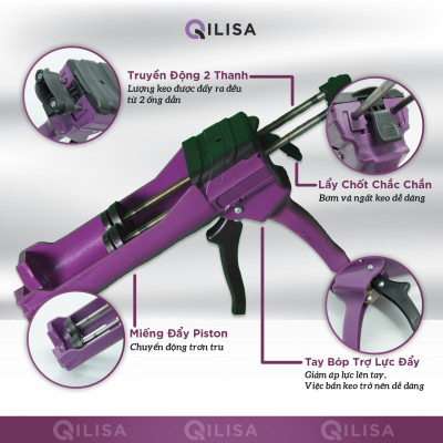 Súng Bơm Keo Chà Ron Qilisa 2 Thành Phần - Súng Bơm Keo Loại Thường Màu Tím