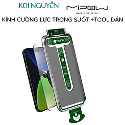 Miếng Dán Cường Lực MIPOW KINGBULL Trong + Tool Dán Dành Cho iPhone 14 ProMax / 14 Pro / 14 Plus / 14 - Hàng Chính Hãng