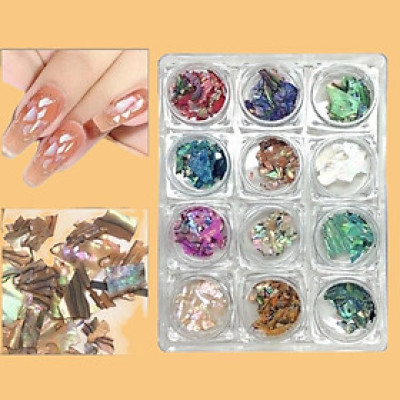Xà Cừ Vân Đá Siêu Mỏng 12 Màu Làm Nail, 7g/Hũ Ngọc Trai Sáng Bóng, Lấp Lánh Dễ Sử Dụng, Set Xà Cừ Nhiều Màu Cho Thợ Nail