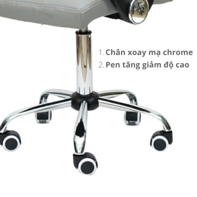 Ghế xoay làm việc nhỏ gọn Ghế tiếp tân nệm simili chân tăng giảm cao cấp CE1009-P Nội thất CAPTA Morden Office Chair 
