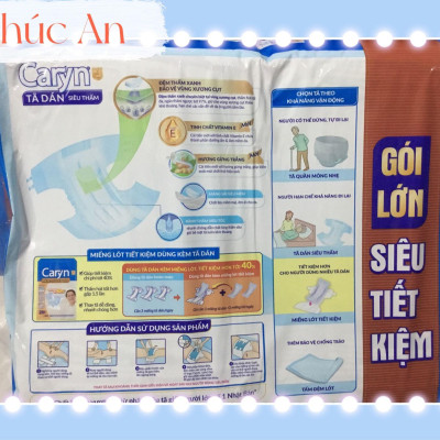 Tã Dán Người Lớn Caryn L 40 Miếng Vòng Hông 68 đến 122 Cm - Tã Dán Người Hạn Chế Đi Lại Size L40 | ML40 | ML 40 Caryn