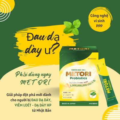 Men dạ dày METORI Nhật Bản - "Khắc tinh" Viêm loét Dạ dày, khuẩn HP, Trào ngược, hộp 10 gói