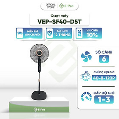[Hàng chính hãng] Quạt đứng VEP-SF40-D5T - 3 chế độ gió linh hoạt - kết cấu 6 cánh thổi mát diện rộng