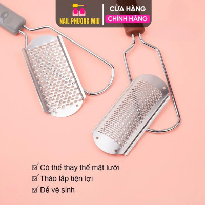 Cây Chà Gót Chân Inox Lưỡi Nổi To Nhỏ Loại Tốt Dài 27cm, Loại Bỏ Tế Bào Cũ, Tay Cầm Nhựa Cứng Bền, Làm Sạch Gót Chân Hiệu Quả, Phụ Kiện Làm Nail